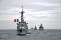 La frégate Montcalm à la tête des navires participant à Dynamic Manta