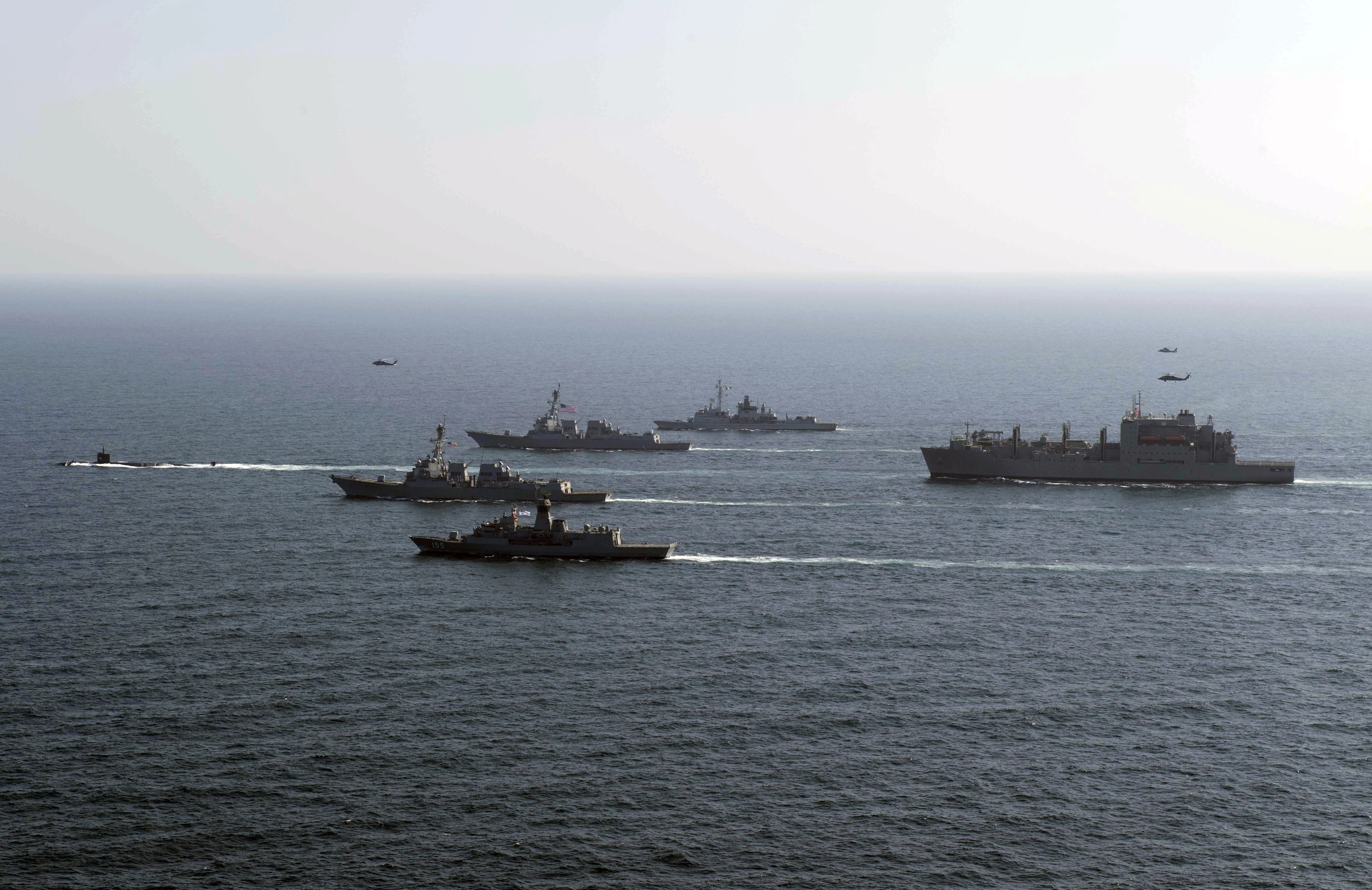 Les participants à l'exercice de lutte ASM en mer d'Arabie