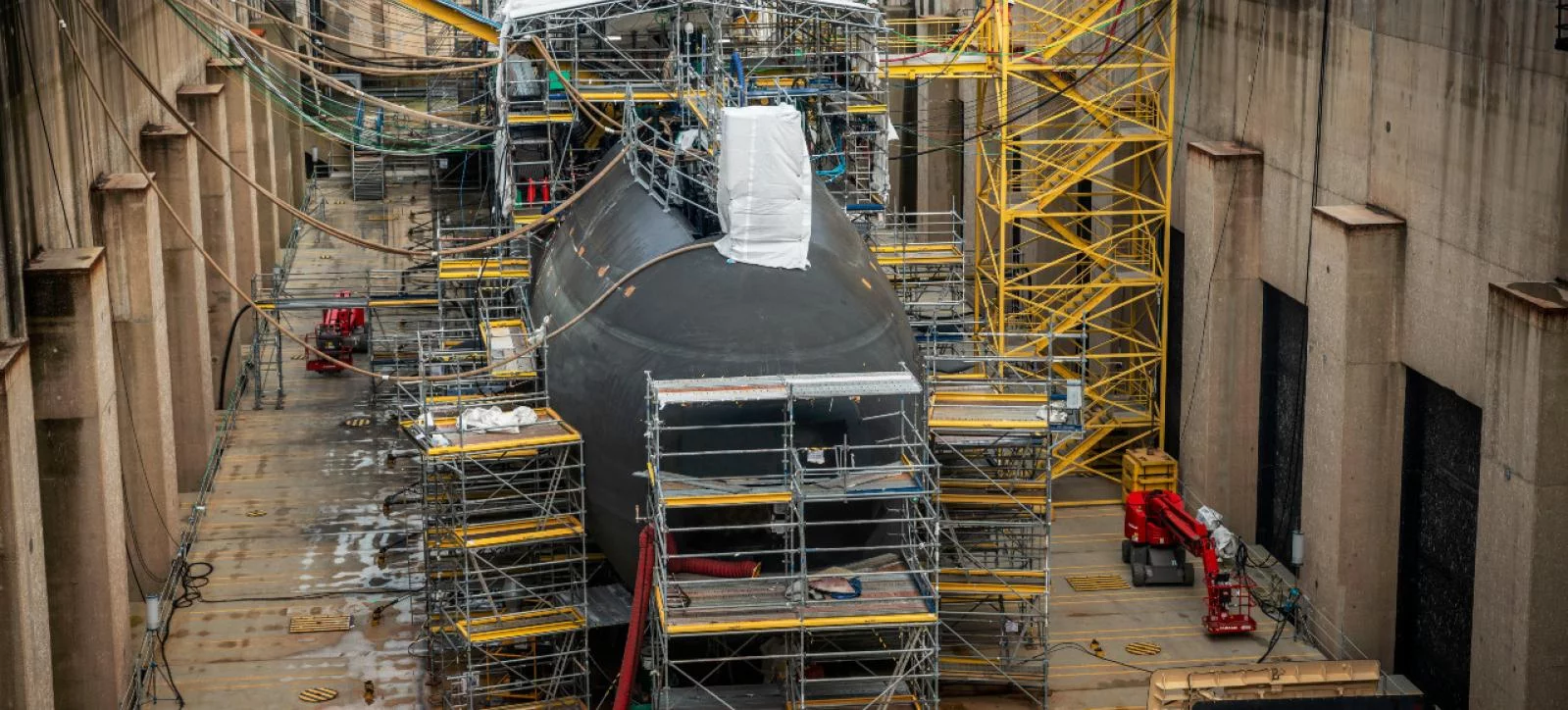 Le sous-marin Tourvile durant sa construction