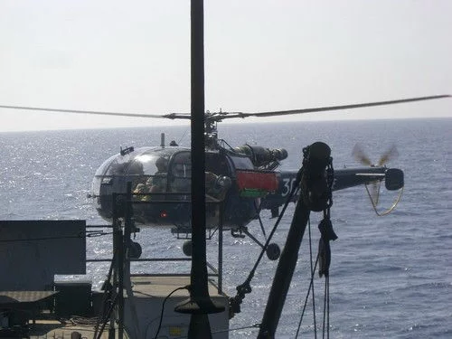 Une Alouette va apponter sur la Loire