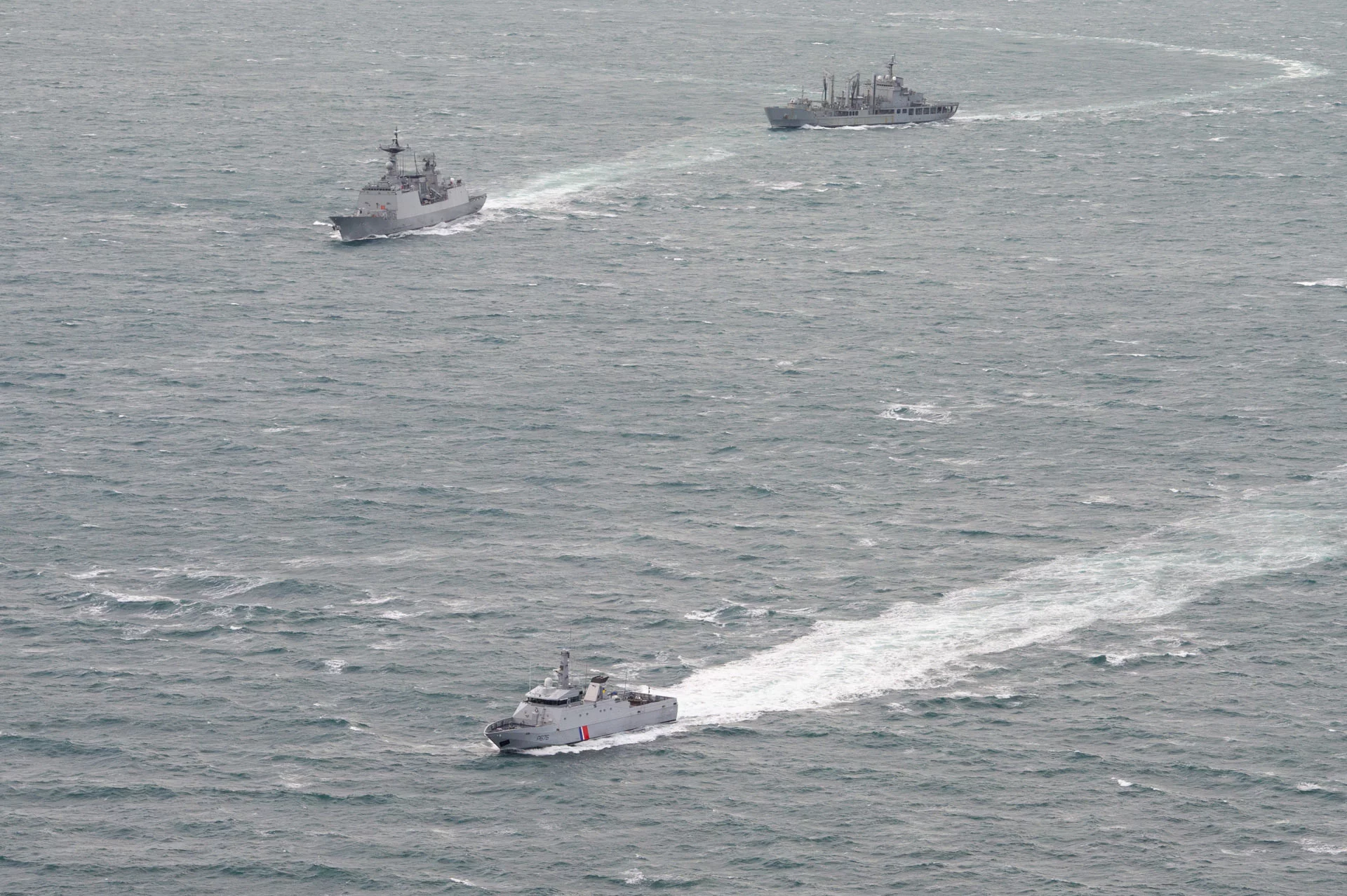 Le patrouilleur Flamant et le groupe-école de la marine sud-coréenne