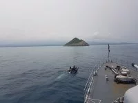 Le patrouilleur Commandant Birot en lutte contre la pollution sur l’île de Cabras à Sao Tomé-et-Principe