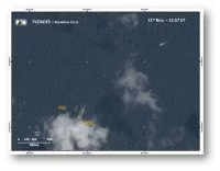 Vue par satellite de navires vietnamiens pêchant illégalement dans les atolls d’Entrecasteaux