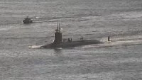 Le sous-marin américain USS Connecticut à son arrivée à San Diego