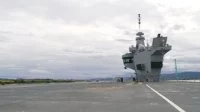 Une des photos prises par le drone sur le pont du HMS Queen Elizabeth
