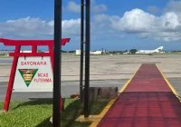 Un avion de surveillance maritime Gardian sur la base américaine de Futenma au Japon