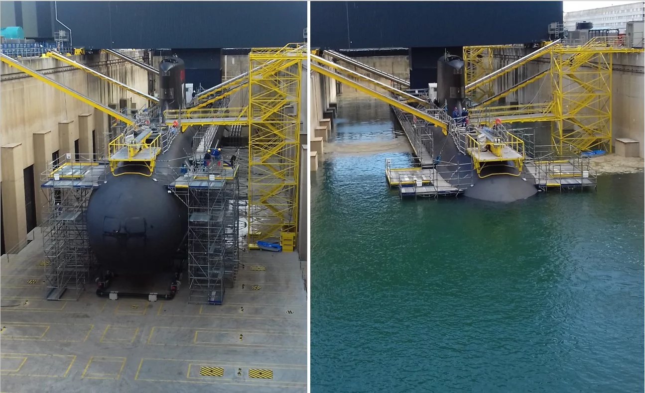 Mise à l'eau du sous-marin Suffren