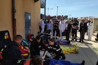 Mme Florence Parly, ministre des Armées, assiste à une démonstration des marins-pompiers de Marseille