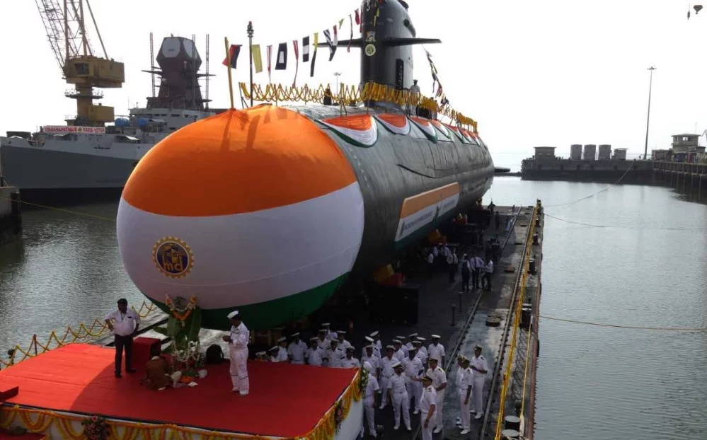 Lancement de l'INS Vela, 4è sous-marin indien de la classe Scorpène