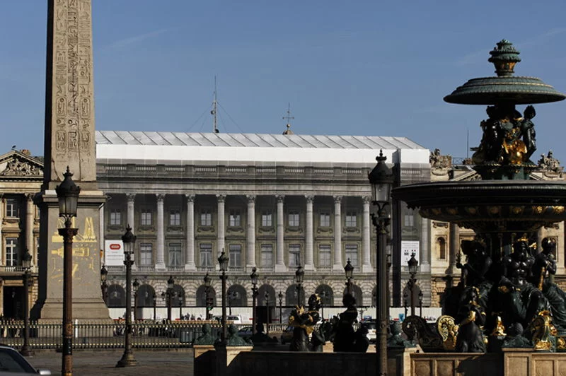 L'HÃ´tel de la Marine, vu de la place de la Concorde (avec la bÃ¢che en trompe l'oeil)
