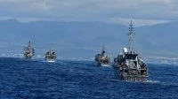 Le chasseur de mines Orion au sein du groupe OTAN de guerre des mines en Méditerranée