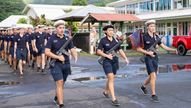 Défilé des stagiaires de la préparation militaire Marine (PMM) Bougainville