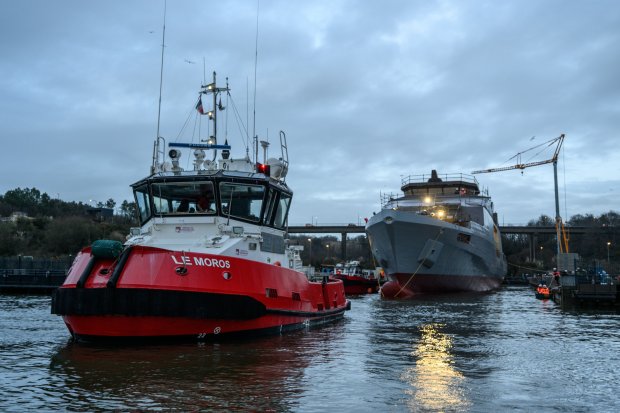 Mise à l’eau du Trolley de Prévaux, premier patrouilleur hauturier